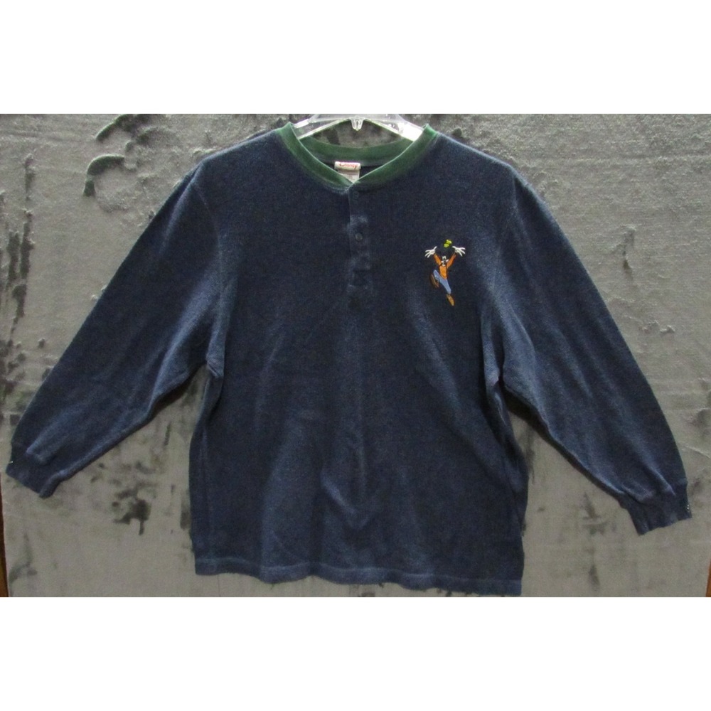 Disney Store Goofy Long Sleeve Blue Thermal Shirt Mens L Large Pullover NICE